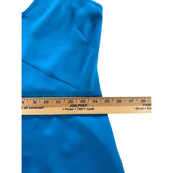 Aritzia Wilfred Minthe Dress XS Tropic Blue Midi Slip V-Neck Matte Satin Drapey - Picture 7 of 14